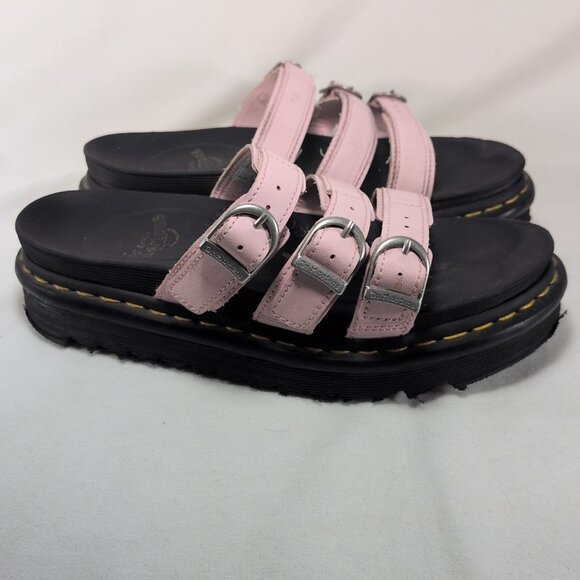 Dr. Martens Women 8 Blaire Slide Sandals Chalk Pink Purple SK01X Platform Buckle - Picture 5 of 16